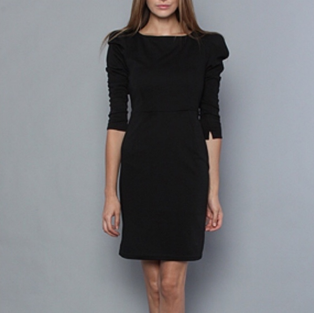 BB Dakota LBD Creston Dress Large black puff sleeves